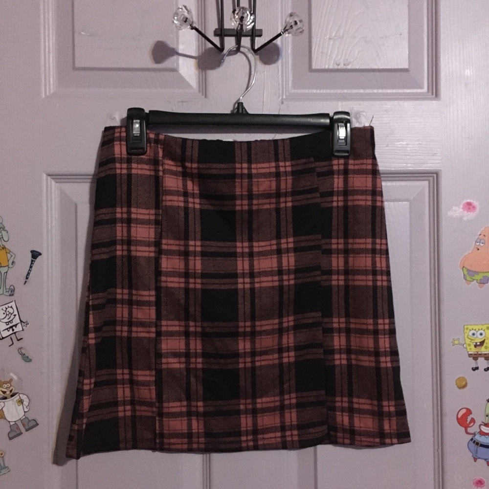 Plaid Mini Skirt in Pink and Black